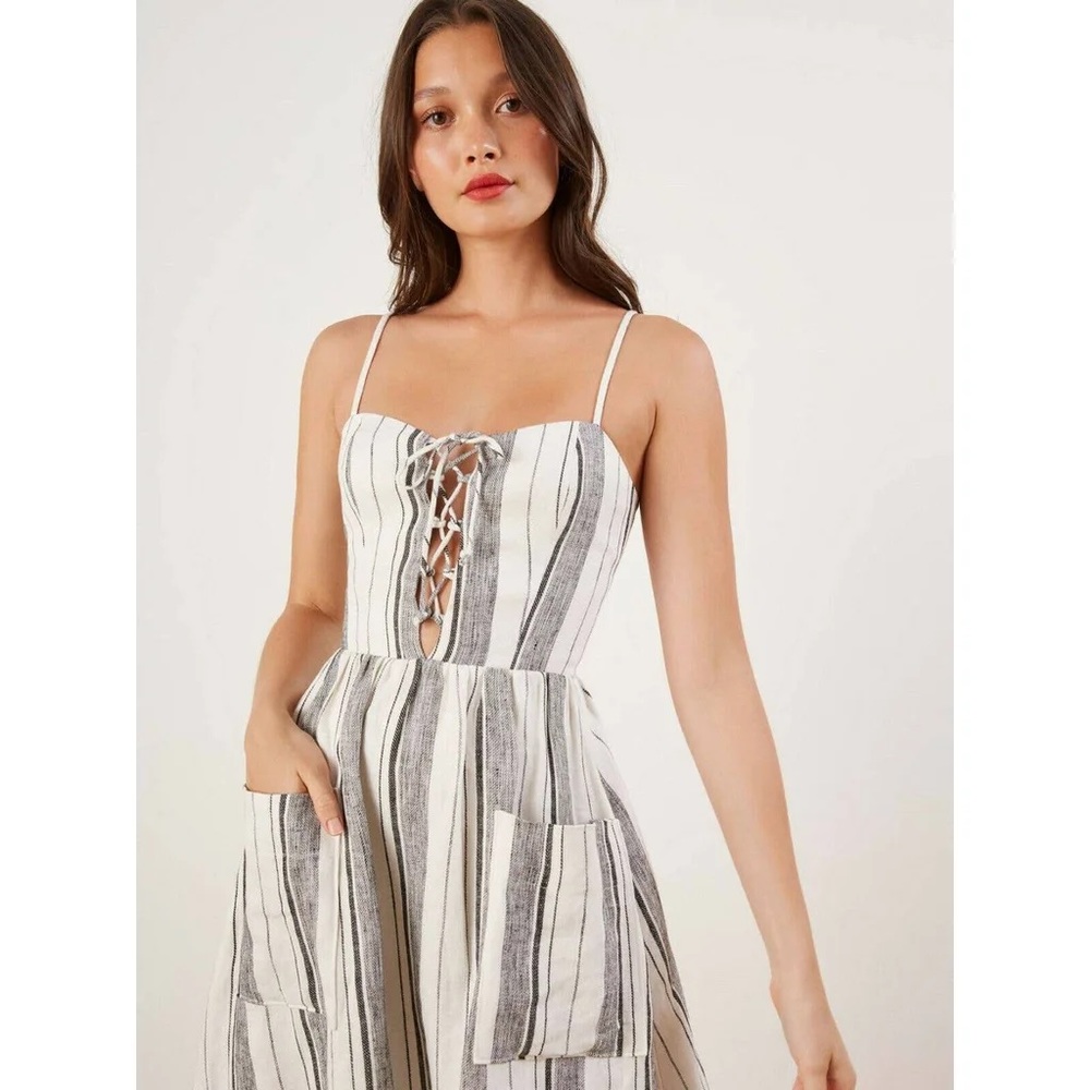 Reformation Ellen linen midi dress stripe
